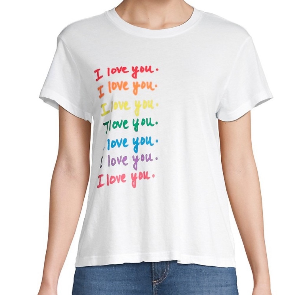 NWT Monrow Rainbow I Love You Shirt